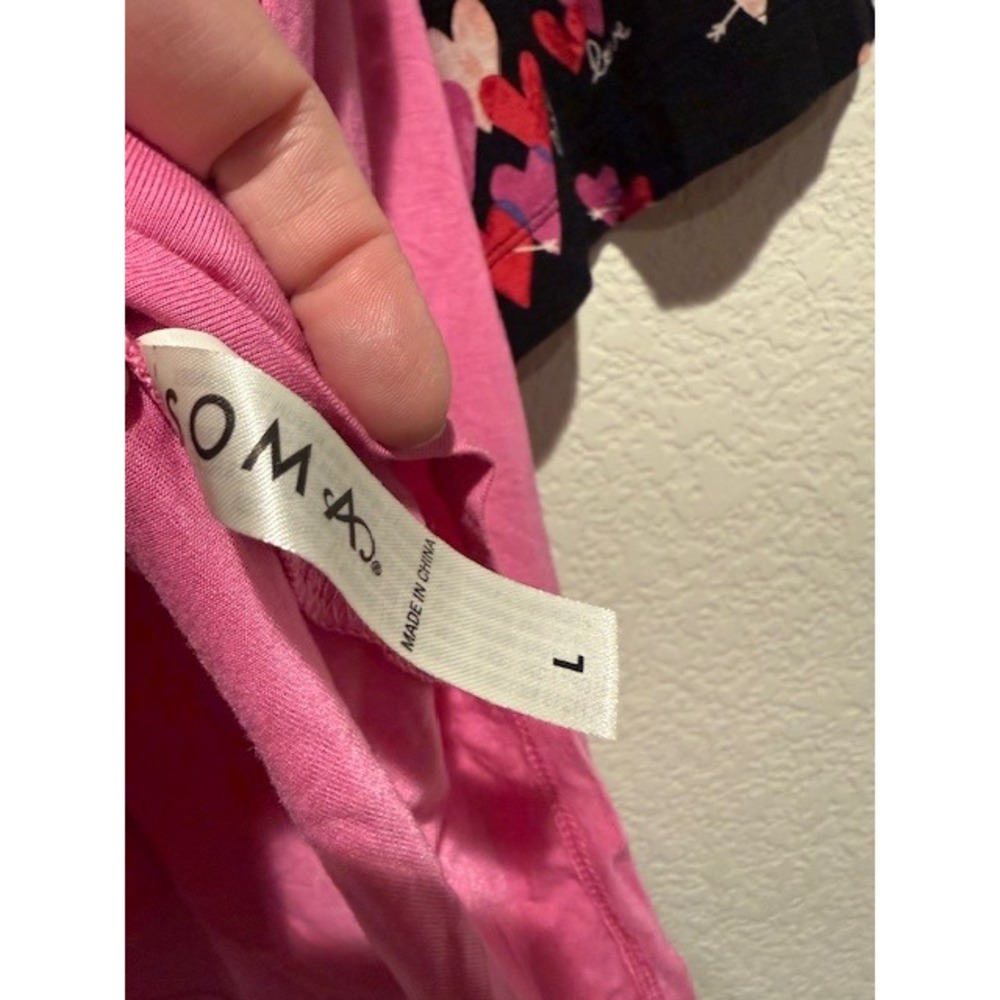 Soma Intimates Cool nights Pink Lace Trim Camisole and Heart Pajama Shorts Large - Picture 5 of 10